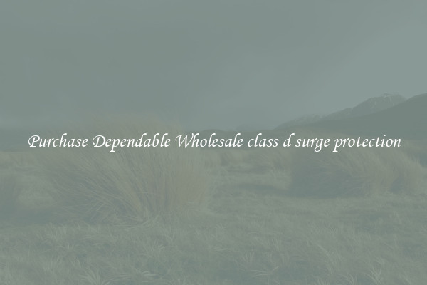 Purchase Dependable Wholesale class d surge protection